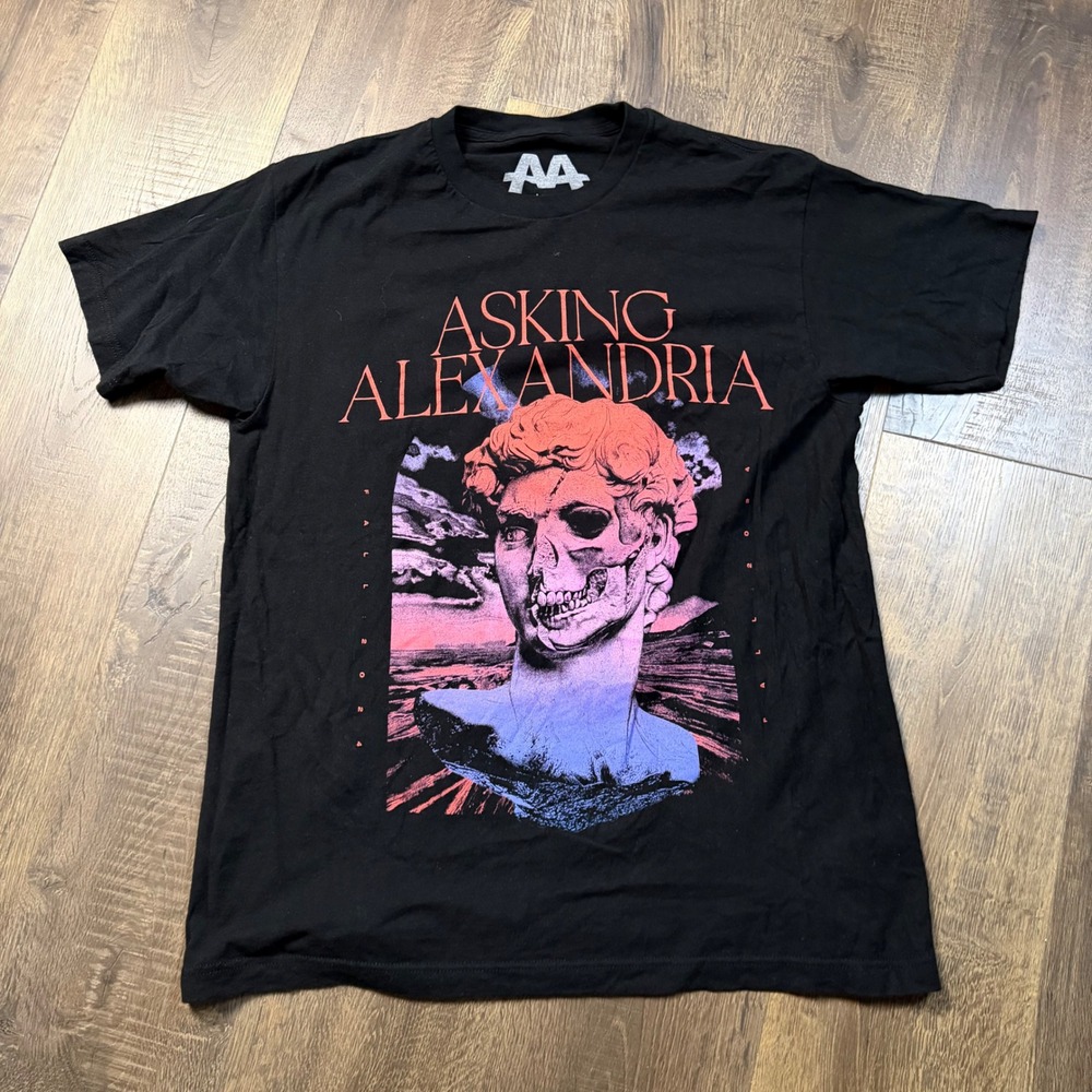Asking Alexandria Fall 2024 Tour Mens Large Black Double Sided T-Shirt